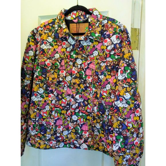 Levi x Super Mario Trucker Jacket Size XL Nintendo - Picture 1 of 11